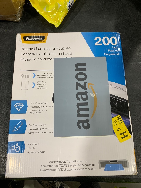 Photo 1 of Fellowes Thermal Laminating Sheets, 3mil Letter Size Pouches, 9 x 11.5, 200 Pack, Clear (5743401)