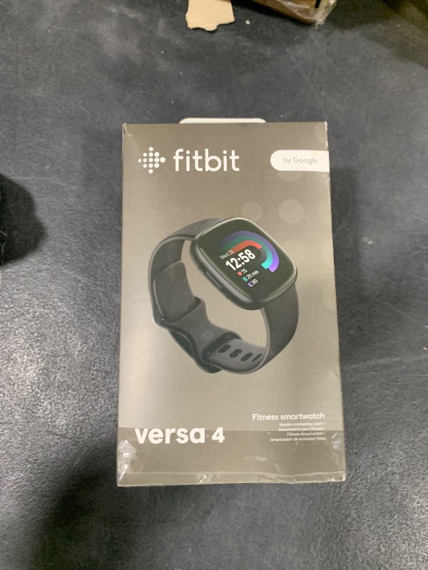Photo 1 of Fitbit Versa 4 Fitness Smartwatch with Daily Readiness, GPS, 24/7 Heart Rate, 40+ Exercise Modes, Sleep Tracking and more, Black/Graphite, One Size (S & L Bands Included)