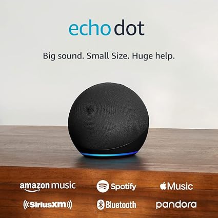 Photo 1 of Amazon Echo Dot (newest model), Vibrant sounding Alexa speaker, Great for bedrooms, dining rooms and offices, Charcoal
