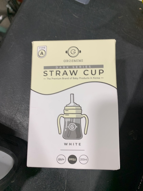 Photo 1 of GROSMIMI Spill Proof no Spill Magic Sippy Cup with Straw with Handle for Baby and Toddlers, Customizable, PPSU, BPA Free 6 oz (White)