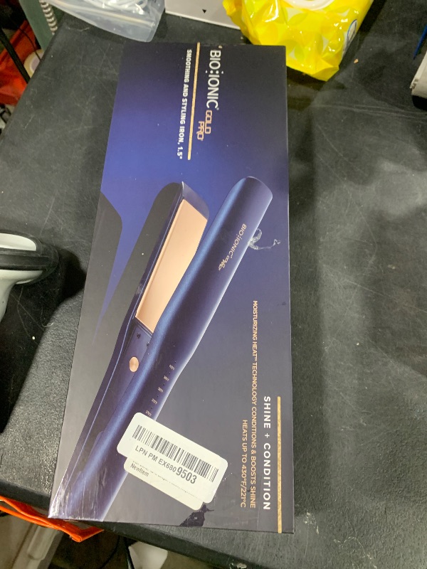 Photo 1 of Bio Ionic GoldPro 1.5" Hair Straightener, Blue, Moisturizing Heat Technology & 24K Gold MX, Hair Straightening Iron for Sleek Styles & Flat Iron Curls, 40% Longer Plates, Adjustable Heat