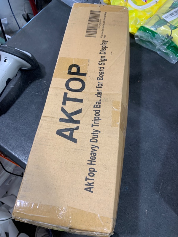 Photo 1 of AKTOP Heavy Duty Tripod Banner Stand, Adjustable Poster Stand Retractable Height Up to 79.9 inches, Double-Sided Floor Standing Sign Holder for Board Sign Display