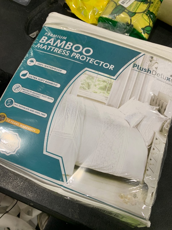 Photo 1 of PlushDeluxe Premium Bamboo Mattress Protector – Full Size, Waterproof, & Ultra Soft Breathable Noiseless Washable Bed Mattress Cover for Comfort & Protection - White