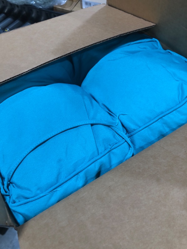 Photo 1 of IPYNBAP Rocking Chair Cushion Set, Waterproof and Fade-Resistant Patio Chair Cushions, Tufted Chair Pads for Rocker Furniture, 17x17 Inch, Indoor/Outdoor Seat Cushions with Ties, Teal Blue