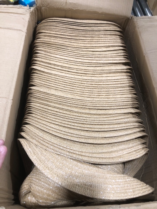 Photo 1 of Unittype Western Cowboy Hat, 60Pcs Straw Hats Bulk with Wind Lanyard for Western Sun Protection (Khaki)