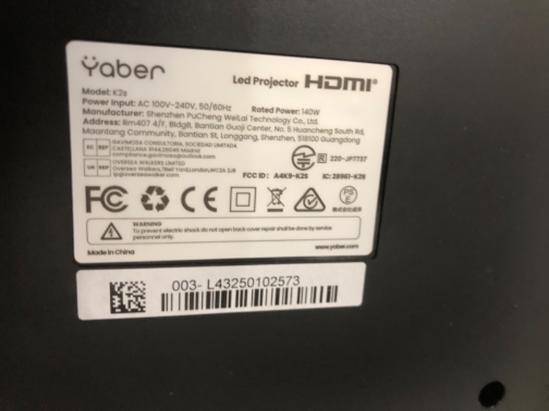 Photo 1 of YABER K2s 800 ANSI WiFi 6 Bluetooth Projector, Sound by JBL, Dolby Audio, Auto Focus & Keystone, Native 1080P 4K Supported Outdoor Movie Projector (Renewed)