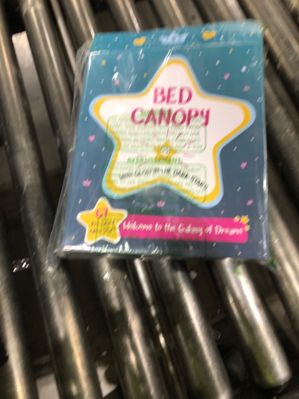 Photo 1 of Blue Canopy for Girls Bed with Pre-Glued Glow in The Dark Stars - Princess Mosquito Net Room Decor - Kids & Baby Bedroom Tent with Galaxy Lights - 1 Opening Canopy Bed & Hanging Kit Included