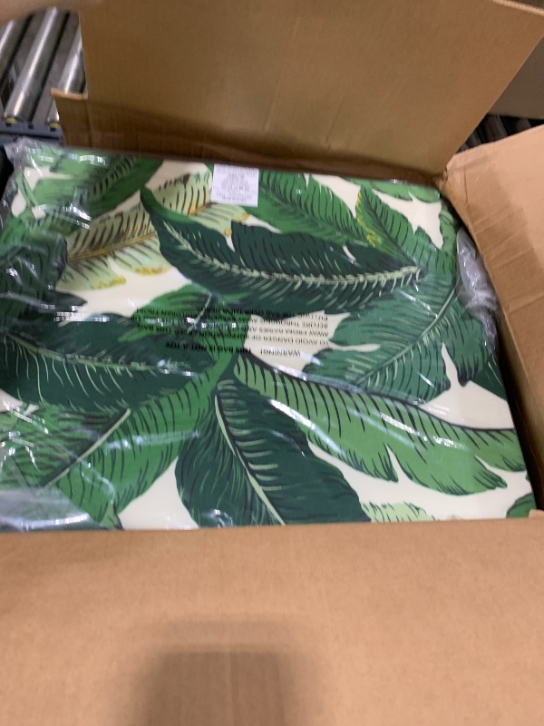Photo 1 of LVTXIII Outdoor Chair Cushions, Fade-Resistant Patio Furniture Cushions Outdoor Square Chair Pads with Ties for Dining Chairs and Garden Decoration, 18.5"x16"x2" Set of 4, Swaying Palms Green