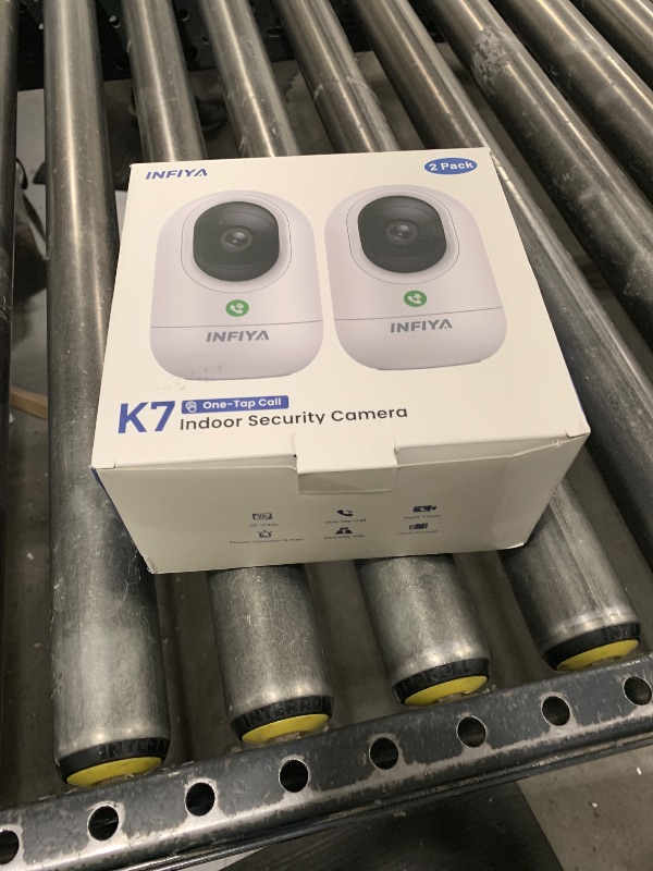 Photo 1 of INFIYA 2K Security Camera Indoor-360 Cameras for Home Security and One-Tap Call, Elderly/Cat/Baby/Nanny, Motion Alert, Intelligent Tracking, 2.4GHz WiFi Only, Work with Alexa/Google Home, K7 2Pack