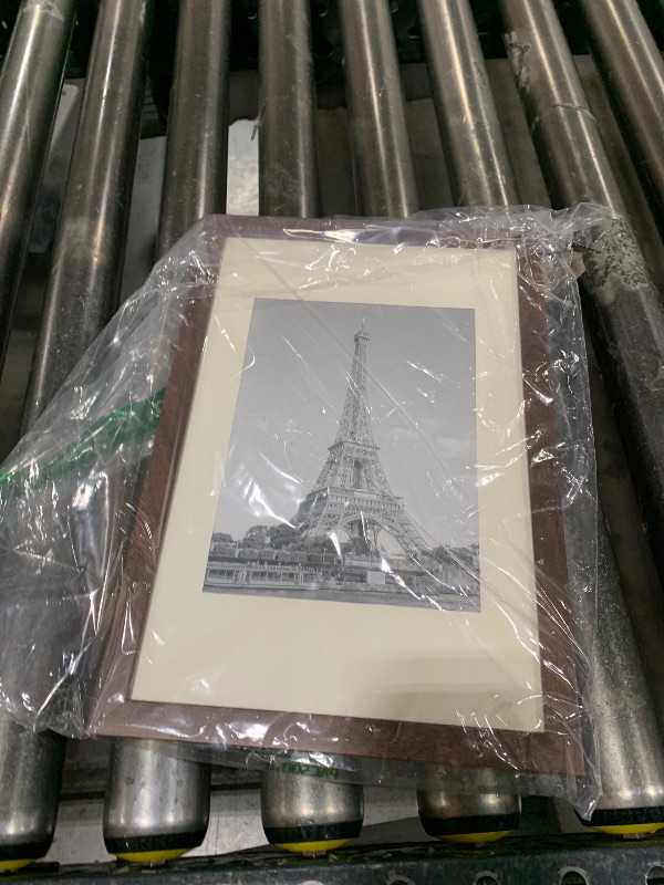 Photo 1 of upsimples 8x12 Picture Frame, Display Pictures 6x8 with Mat or 8 x 12 Without, Wall Hanging Photo Frames, Brown, 1 Pack