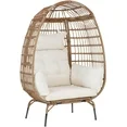 Photo 1 of Wicker Egg Chair Outdoor Furniture with Stand, Comfortable Patio Lounger for Garden, Porch, Living Room, 352lbs Capacity, Durable Steel Frame, Water-Resistant Cushions, Easy Assembly (White)
