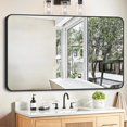 Photo 1 of THIZEN Black Bathroom Mirror, Rectangular Vanity Mirror 36 x 48 Inch Wall Rounded Corner Metal Framed Bathroom Mirror for Living Room Bedroom Entryway Decor (Horizontal/Vertical)
