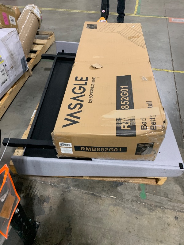Photo 1 of VASAGLE LED Bed Frame Queen Size, Storage Headboard and Charging Station, Queen Bed Frame with 2 AC Outlets, 1 USB Port, 1 Type-C Port, No Box Spring Needed, Ink Black and Rustic Brown URMB841B01