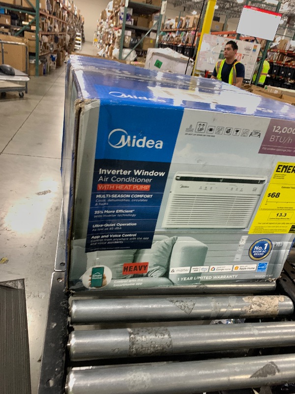 Photo 1 of Midea 12,000 BTU Smart Inverter Air Conditioner Window Unit with Heat and Dehumidifier – Cools up to 550 Sq. Ft., Energy Star Rated, Quiet Operation, Electronic Controls, Remote Control, White