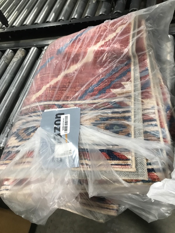 Photo 1 of Area Rug 5x7 Rug Machine Washable Non-Slip Low Pile Print Pattern Western Rug for Living Room Bedroom Entryway Tribal Series -Red/Orange