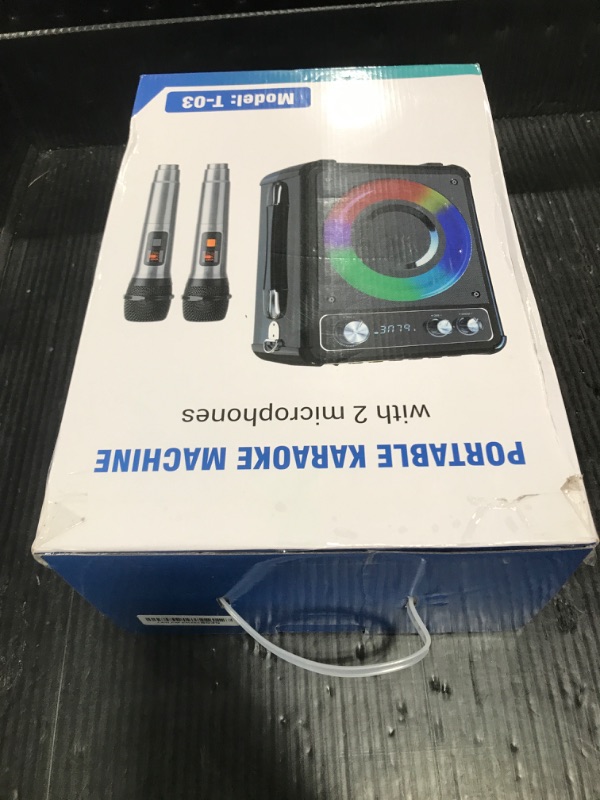 Photo 1 of VOSOCO Karaoke Machine, Portable Bluetooth Karaoke Speaker with 2 Wireless Microphones, PA System for Adults Kids with LED Lights, Supports FM/AUX/USB/TF for Home Party