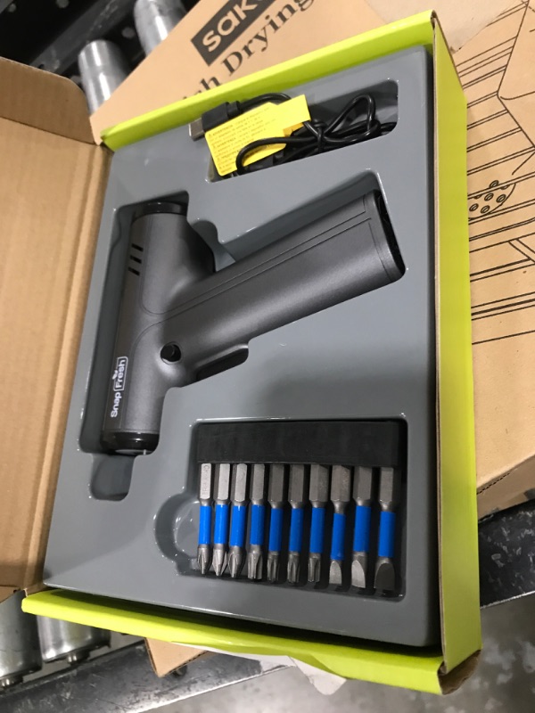 Photo 1 of SnapFresh Electric Cordless Screwdriver Set,4V Rechargeable Screw Gun with 10 Drill Bits,4 Speeds,5N.m torque for DIY Enthusiasts,USB Charging Cable