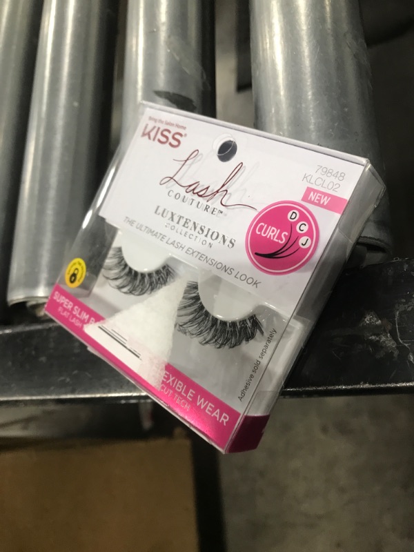 Photo 1 of KISS Lash Couture LuXtensions Collection False Eyelashes, Flat Lash Technology, Super Slim Lash Band, Real Lash Extension Fibers, Reusable, Style ‘Royal Silk’, 10mm,1 Pair Strip Lashes