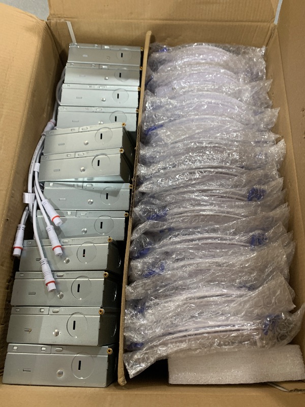 Photo 1 of zouzai 24 Pack 6 Inch Ultra-Thin LED Recessed Ceiling Light with Junction Box, 6000K Clear White, 12W 110W Eqv, Dimmable Downlight, 1080LM High Brightness - ETL Certified