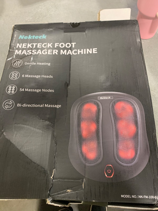 Photo 1 of Nekteck Foot Massager with Heat, Shiatsu Heated Electric Kneading Foot Massager Machine for Plantar Fasciitis, Built-in Infrared Heat Function and Power Cord (Black)