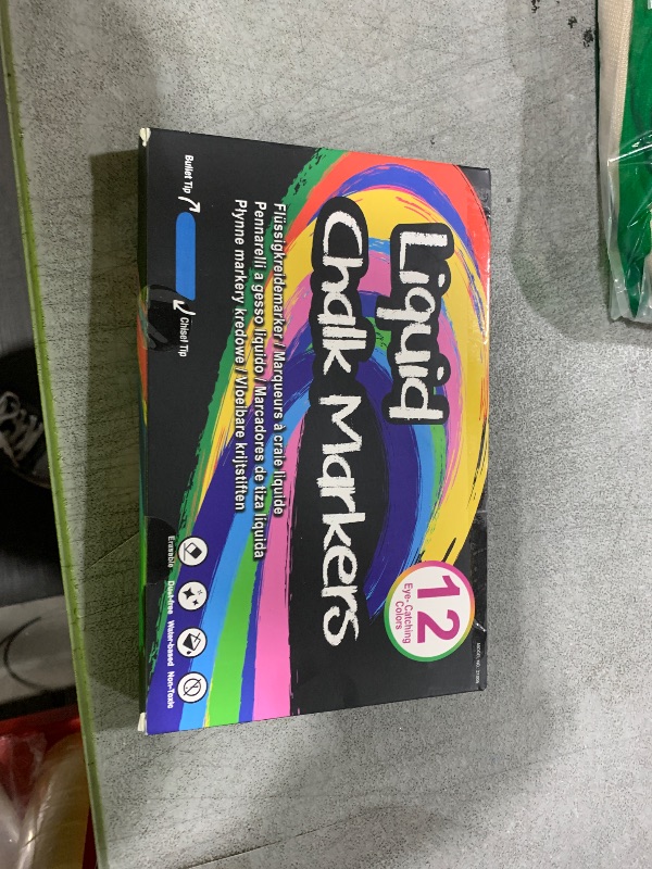 Photo 1 of Liquid Erasable Chalk Markers Pens - 12 Colors Washable & Wet Erase Neon Makers for Blackboard, Chalkboard Signs, Glass Window, Graduation Celebration School Kids Art for Cars