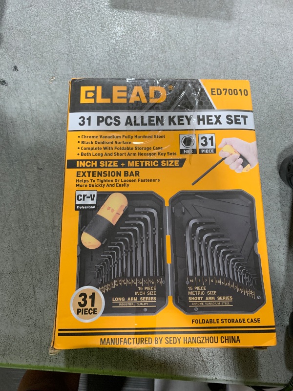 Photo 1 of 31-Piece Hex Key Set - Allen Wrench Set, SAE and Metric Allen Keys MM(0.7mm-10mm) SAE(0.028"-3/8) Heat-Treated, Torque Handle, High Leverage, Long & Short Keys, Easy Organization