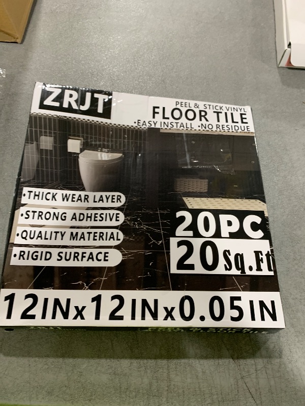 Photo 1 of 20-Pack Peel and Stick Floor Tiles Vinyl Floor 12 x 12 inch Self Adhesive Waterproof Glossy Flooring Planks DIY for Bathroom, Kitchen, Living Room, RV, Cover 20 Sq. Ft, Polish Light Grey Marble