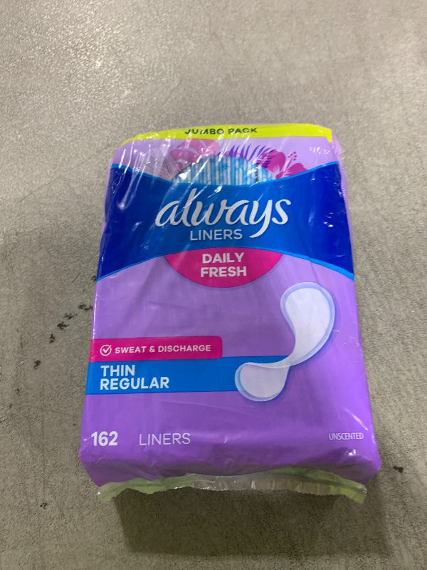 Photo 1 of Always Thin Daily Panty Liners for Women, Light Absorbency, Unscented, 162 Count (Packaging May Vary)