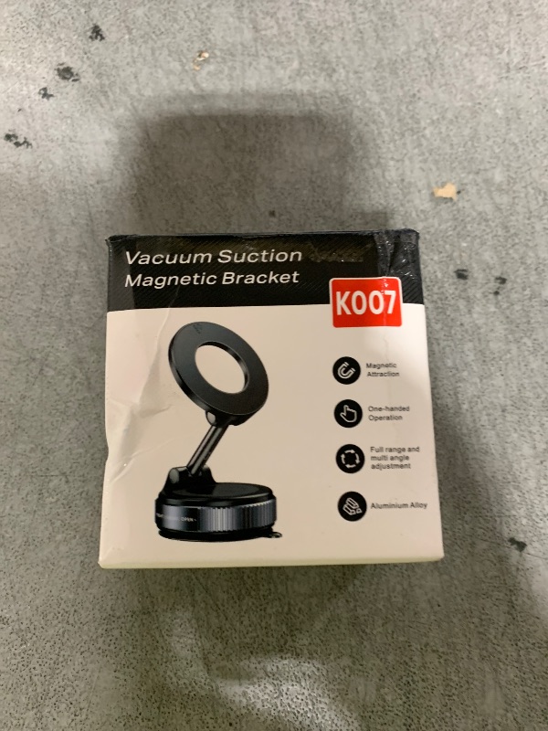 Photo 1 of ILKCC Vacuum Suction Magnetic Phone Holder, 2025 Upgraded Vacuum Suction Cup Mount for Magsafe, 360° Adjustable Foldable Portable Magnetic Car Phone Stand for Cars/Gyms/Mirrors/Smooth Surface (Black)