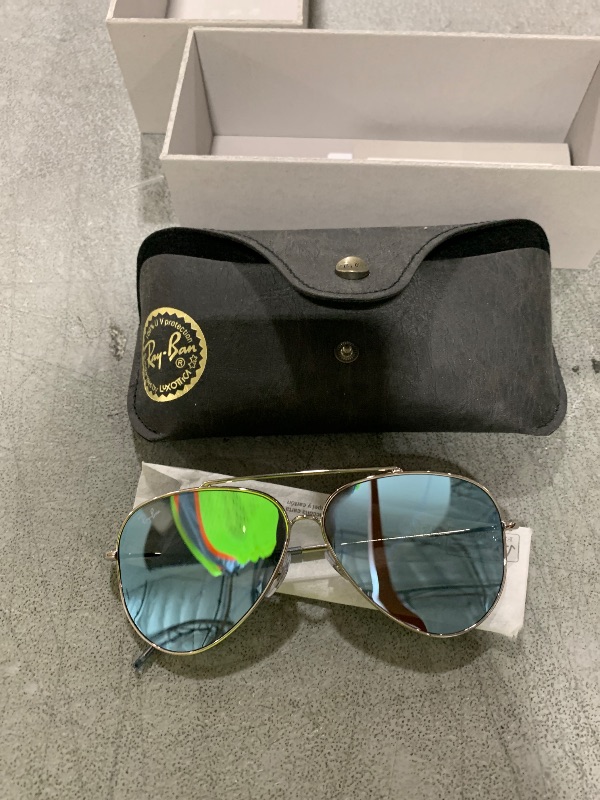 Photo 1 of Ray-Ban RBR0101S Aviator Reverse Sunglasses, Silver/Dark Grey Mirrored Turquoise, 59 mm