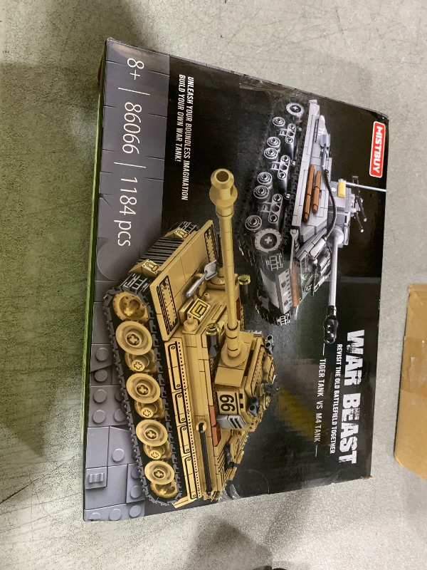 Photo 1 of WW2 Army Tank Toys Building Kit, Create a German Tiger & an American M4 Sherman Tank Models with 1184 Blocks, Great Military Gifts for Boys Kids Age 8-14