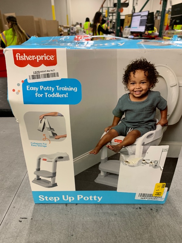 Photo 1 of Fisher-Price™ Potty Training Seat with Step Stool Ladder, 2-in-1 Potty Training Toilet for Toddlers with Splash Guard, Anti-Slip Pads, Cushioned Seat (Gray)