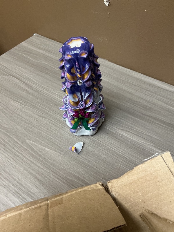 Photo 1 of Handmade Carved Candle - Surprise Gift For Her - Decor Birthday Halloween Thanksgiving Christmas - Spiritual Living Room Home Decor Candles - Unique Engagement Wedding Idea - Violet White - Ordagio