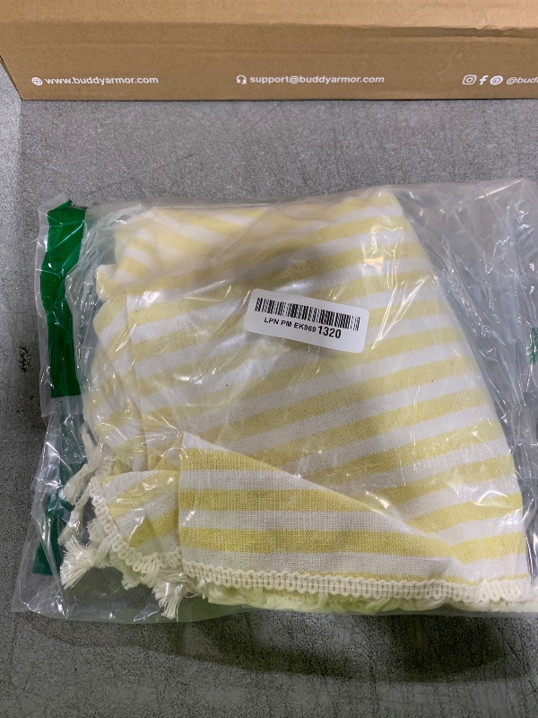 Photo 1 of meioro Striped Tablecloth Rectangle Tablecloths Cotton Blend Table Cloth Washable Tabletop Decorative Fabric Table Cover for Kitchen Dinning (Yellow, 39 x 55 Inch)