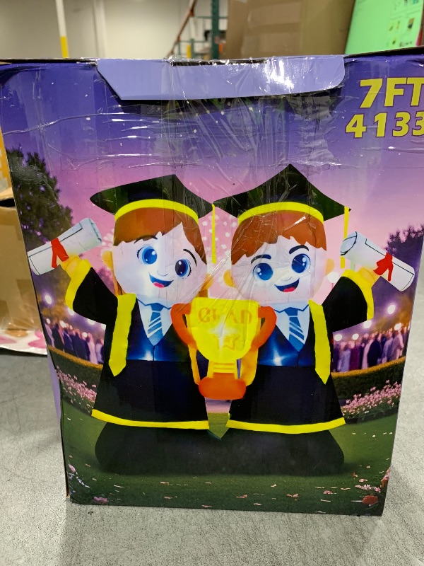 Photo 1 of KOOY 7FT Inflatable Graduation Decorations with LED Lights – Blow Up Graduation Yard Sign, Inflatable Graduation Graduates Grad Decor for Party College High School, Perfect for Yard Event Decor