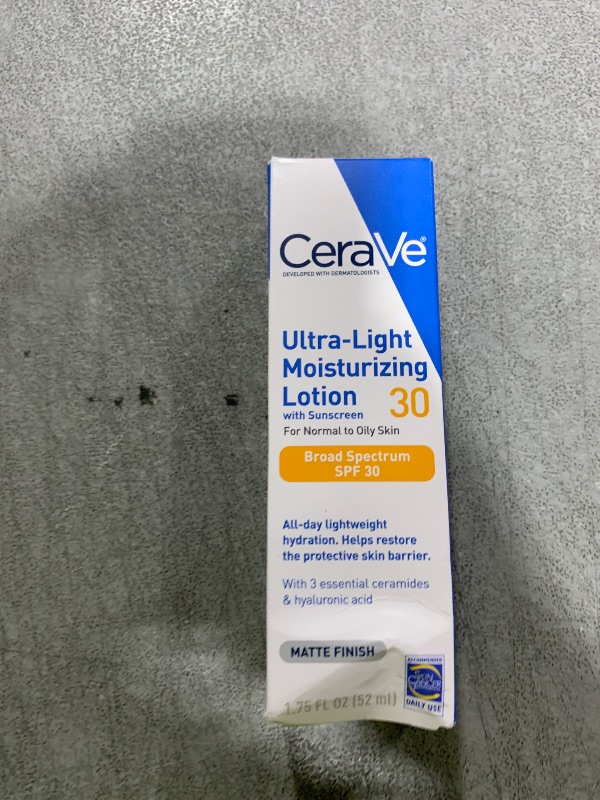 Photo 1 of CeraVe Ultra-Light Moisturizing Lotion With SPF 30, Daily Face Moisturizer with SPF, Formulated with Hyaluronic Acid & Ceramides, Broad Spectrum SPF, Oil Free, Matte Finish, 1.7 Ounce