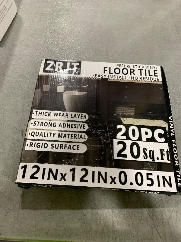 Photo 1 of 20-Pack Peel and Stick Floor Tiles Vinyl Floor 12 x 12 inch Self Adhesive Waterproof Glossy Flooring Planks DIY for Bathroom, Kitchen, Living Room, RV, Cover 20 Sq. Ft, Polish White Marble