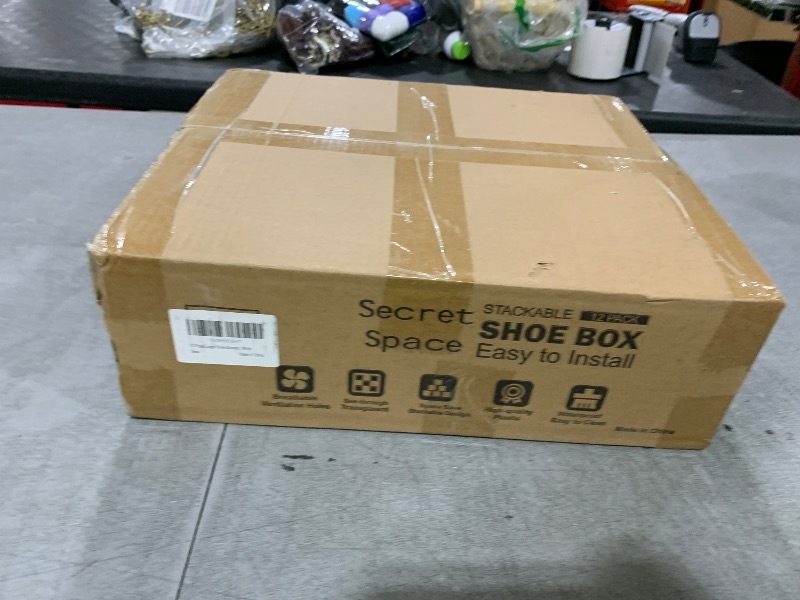 Photo 1 of 12 Pack Large Shoe Organizer Storage Boxes for Closet, Modular Space Saving Shoe Boxes Clear Plastic Stackable Sneaker Containers Display Case with Lids, Pearl White