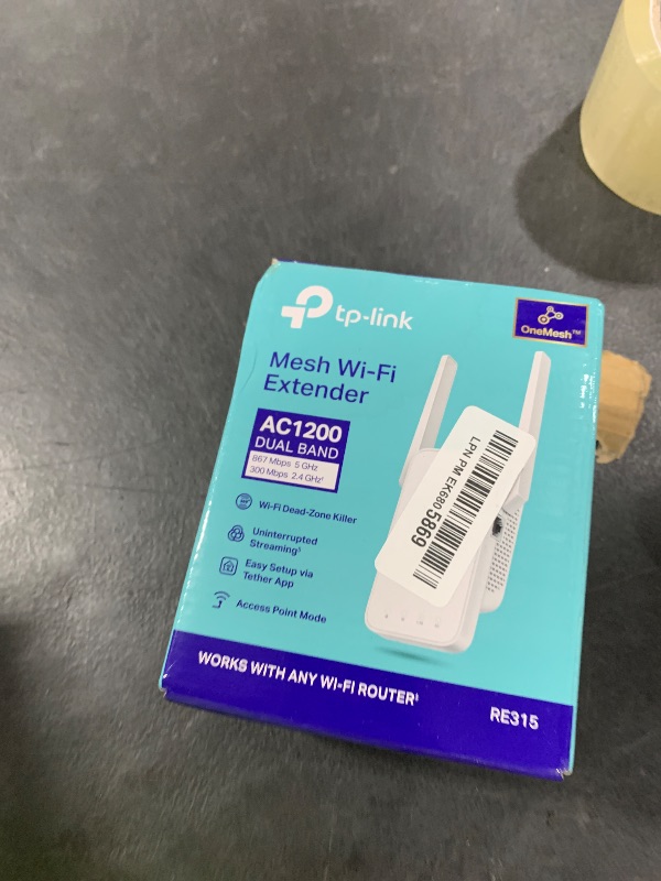 Photo 1 of TP-Link AC1200 WiFi Extender, 2025 Wirecutter Best WiFi Extender, 1.2Gbps Home Signal Booster, Dual Band 5GHz/2.4GHz, Up to 1600 Sq.ft and 32 Devices, EasyMesh Compatible, One Ethernet Port (RE315)