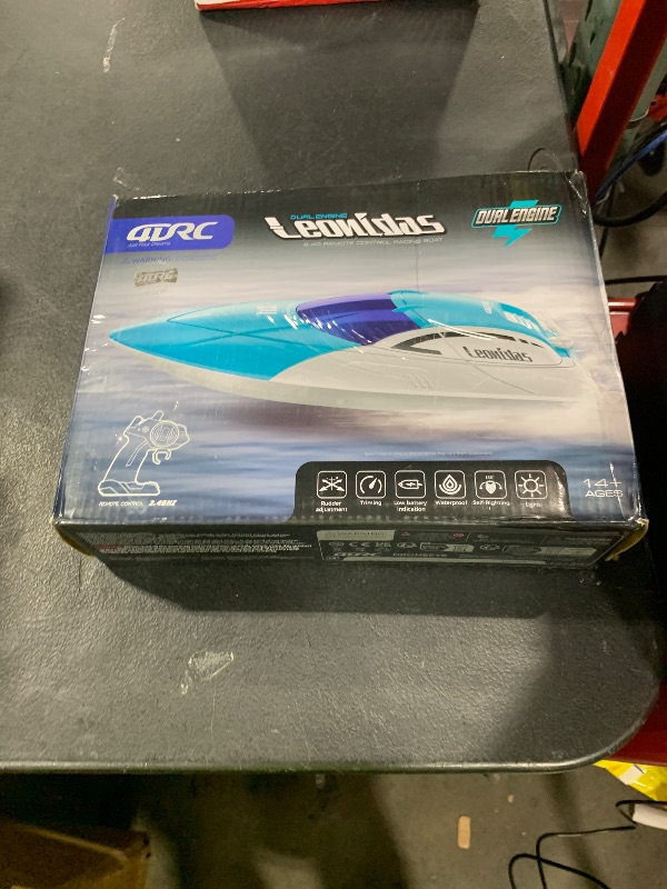 Photo 1 of 4DRC S4 RC Boat, 2.4GHz High Speed Remote Control Boat for Pool and Lake, with 2 Rechargeable Batteries for Adults and Kids Water Pool Toys for Kids Gifts, Blue