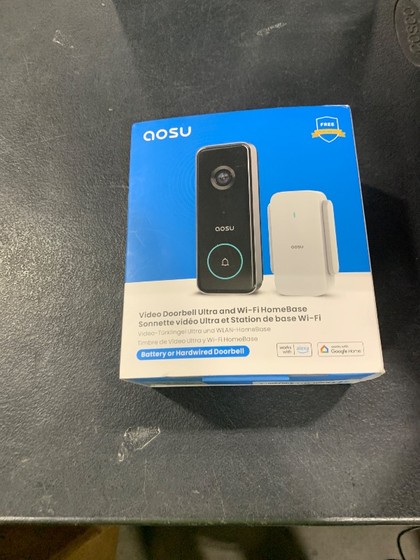 Photo 1 of AOSU Doorbell Camera Wireless, 5MP Ultra HD, No Monthly Fee, 2.4/5 GHz WiFi Video Doorbell with Homebase, Battery/Wired Powered, Work with Alexa & Google Assistant