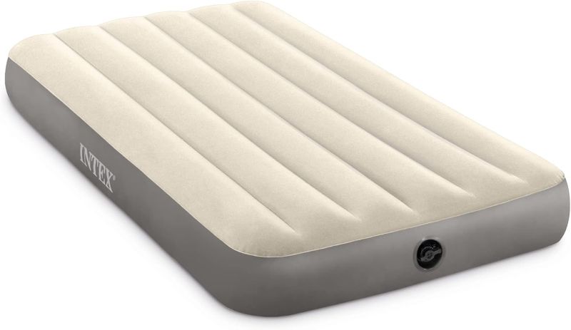 Photo 1 of Intex 64101E Dura-Beam Standard Single-High Air Mattress: Fiber-Tech – Twin Size – 10in Bed Height – 300lb Weight Capacity – Pump Sold Separately
