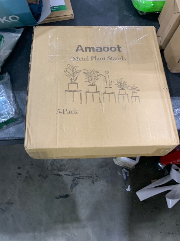 Photo 1 of Amaoot 5 Pack Metal Plant Stand, Anti-Rust Iron Plant Stands for Indoor and Outdoor, Heavy Duty Flower Pot Stands for Multiple Plant, Black Potted Plant Holder for Garden Home (5 Pack Gold)
