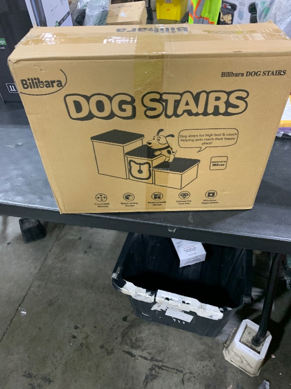 Photo 1 of Bilibrara Dog Stairs for Small Dogs, Foldable Pet Steps for High Bed, Non-Slip 3-Step Cat Stairs with Storage, Condo and Fluffy Ball, Small Dog Indoor Ramp for Couch Window, 16.7'' H