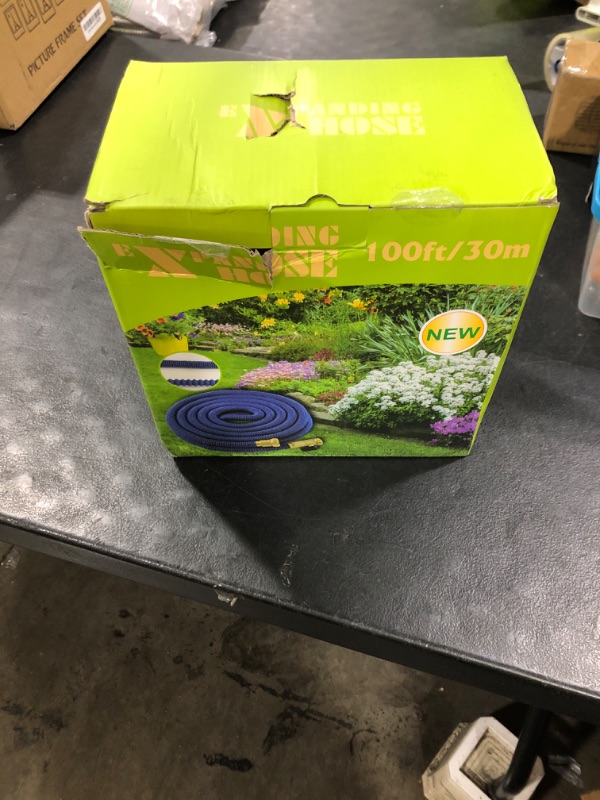 Photo 1 of 100 ft Expandable Garden Hose with 10 Patterns Nozzle,Kink-free, Flexible Expanding Water Hoses with 3/4" Solid Fittings and 4-Layer Latex Core - Garden Hoses