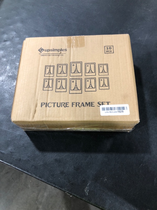 Photo 1 of upsimples 10 Pack Picture Frames Collage Wall Decor for Mounting or Tabletop Display, Photo Gallery Frame Set for Family, Multi Sizes Including 8x10, 5x7, 4x6, White