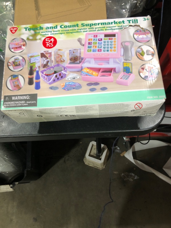 Photo 1 of PLAY Kids Cash Register Toy - Pretend Play Calculator Register Toys with Microphone/Conveyors/Play Money/Scanner/Credit Card/Cans/Drink, 3+ Toddler Develops Early Math Skills Learning Toys