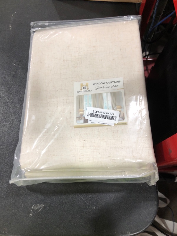 Photo 1 of H.VERSAILTEX Linen Curtains 100% Blackout Curtains for Bedroom 108 inch Long Full Light Blocking Nature Linen Blended Window Curtains for Living Room Nickel Grommet (2 Panels, Heathered Linen)