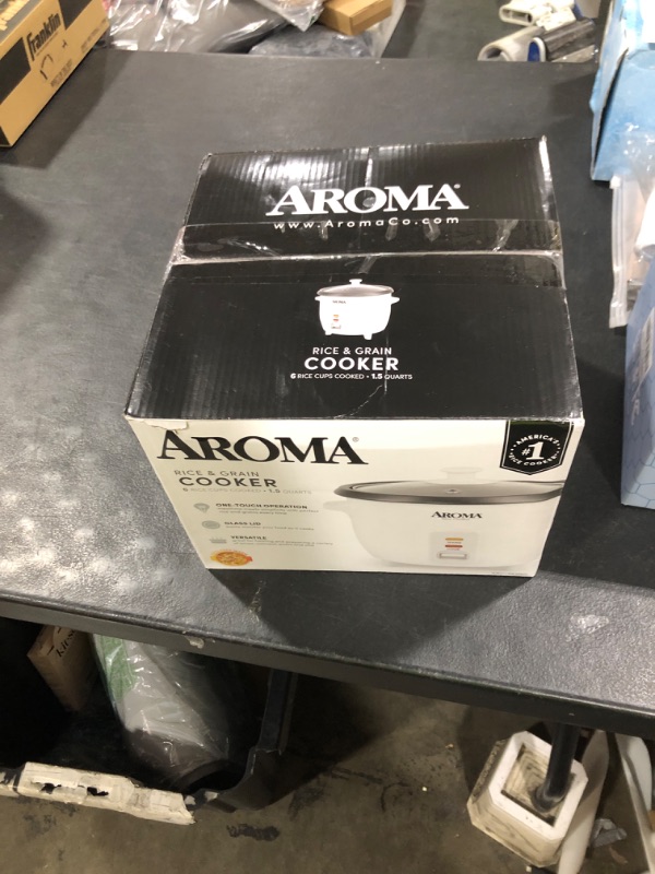 Photo 1 of Aroma Housewares Aroma 6-cup (cooked) 1.5 Qt. One Touch Rice Cooker, White (ARC-363NG), 6 cup cooked/ 3 cup uncook/ 1.5 Qt.