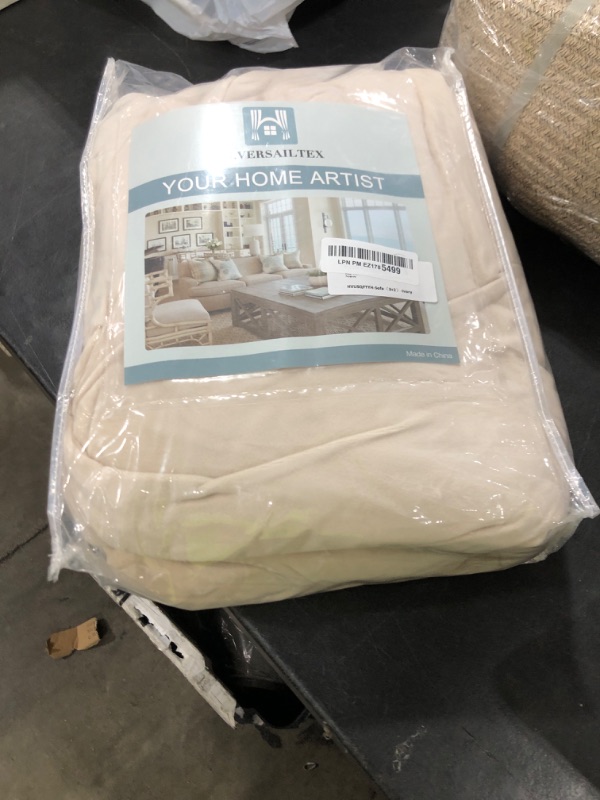 Photo 1 of H.VERSAILTEX Real Velvet Plush 3 Piece Stretch Sofa Covers Couch Covers for 2 Cushion Couch Sofa Slipcovers Width Up to 90 Inch Feature Thick Soft Stay in Place (Large Sofa, Ivory)